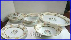 ANTIQUE 1921 Noritake Wildfleur China 7 Piece Multicolor Floral Serving Set