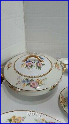 ANTIQUE 1921 Noritake Wildfleur China 7 Piece Multicolor Floral Serving Set