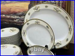 ANTIQUE Noritake China set Romance Pattern Blue and Yellow Huge set 101 Pieces