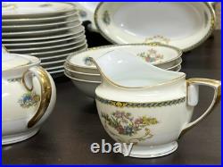 ANTIQUE Noritake China set Romance Pattern Blue and Yellow Huge set 101 Pieces
