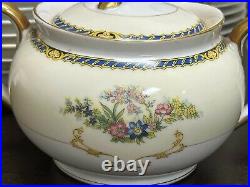 ANTIQUE Noritake China set Romance Pattern Blue and Yellow Huge set 101 Pieces