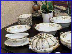 ANTIQUE Noritake China set Romance Pattern Blue and Yellow Huge set 101 Pieces