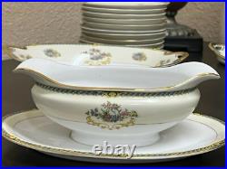 ANTIQUE Noritake China set Romance Pattern Blue and Yellow Huge set 101 Pieces