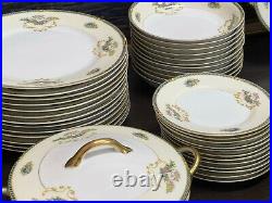 ANTIQUE Noritake China set Romance Pattern Blue and Yellow Huge set 101 Pieces