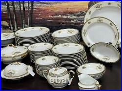 ANTIQUE Noritake China set Romance Pattern Blue and Yellow Huge set 101 Pieces