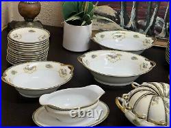 ANTIQUE Noritake China set Romance Pattern Blue and Yellow Huge set 101 Pieces