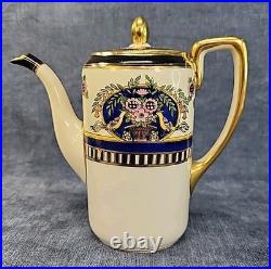 Antique 6-Piece Noritake Hand Painted Cobalt Pheasant Demitasse Coffee Set u-11H