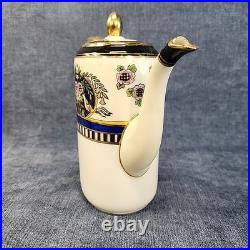 Antique 6-Piece Noritake Hand Painted Cobalt Pheasant Demitasse Coffee Set u-11H