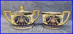 Antique 6-Piece Noritake Hand Painted Cobalt Pheasant Demitasse Coffee Set u-11H