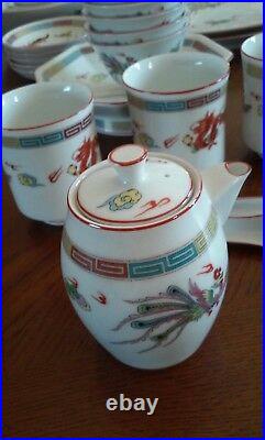 Antique China Set Dragons Phoenix Clouds Lotus 37 pc RARE DESIGN RC Noritake