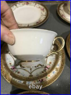 Antique Noritake China Part Tea Set 1920s Gold Gilt Roses Peonys 25 Pieces Vgc