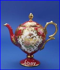 Antique Noritake Hand Painted Red and Gold Pedestal Tea Set