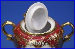 Antique Noritake Hand Painted Red and Gold Pedestal Tea Set