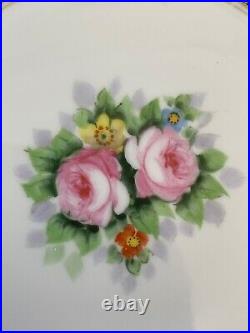 Antique Noritake N820 Hand Painted Flowers Dessert Plates Heavy Gold Set of 6