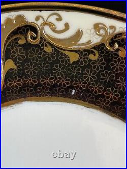 Antique Noritake N820 Hand Painted Flowers Dessert Plates Heavy Gold Set of 6