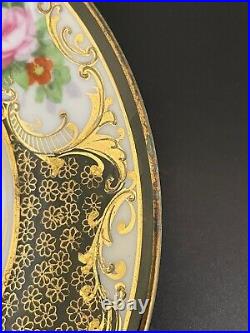 Antique Noritake N820 Hand Painted Flowers Dessert Plates Heavy Gold Set of 6
