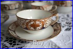 Antique Vintage Noritake Fine China Cobalt Embossed Gold Tea Service Set Teapot