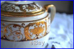 Antique Vintage Noritake Fine China Cobalt Embossed Gold Tea Service Set Teapot