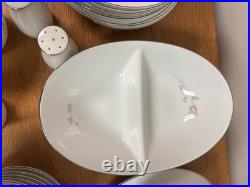 China-Noritake 6311 Pasadena Pink Rose/Silver Grey-48 pc-Beautiful Pattern