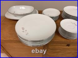China-Noritake 6311 Pasadena Pink Rose/Silver Grey-48 pc-Beautiful Pattern