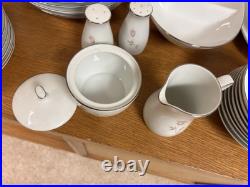 China-Noritake 6311 Pasadena Pink Rose/Silver Grey-48 pc-Beautiful Pattern