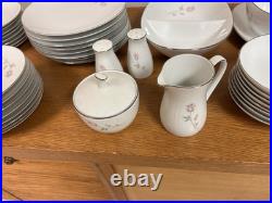 China-Noritake 6311 Pasadena Pink Rose/Silver Grey-48 pc-Beautiful Pattern