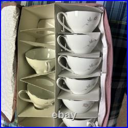 China-Noritake 6311 Pasadena Pink Rose/Silver Grey-48 pc-Beautiful Pattern