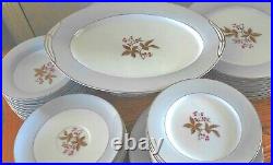 Collectible NORITAKE Porcelain China Gray & Cranberry Pink #5447 Service For 8