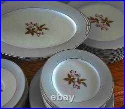 Collectible NORITAKE Porcelain China Gray & Cranberry Pink #5447 Service For 8