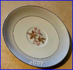 Collectible NORITAKE Porcelain China Gray & Cranberry Pink #5447 Service For 8