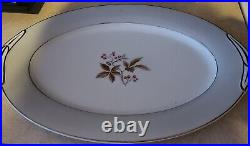 Collectible NORITAKE Porcelain China Gray & Cranberry Pink #5447 Service For 8