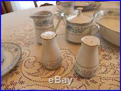 Contemporary China Noritake Blue Hill #2482 Set for 8 with 8 Serving Pieces 6-5