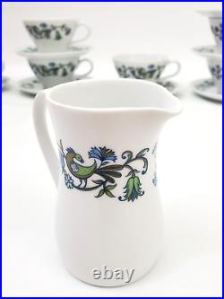 Cups & Saucers Cream & Sugar Noritake Pastoral Blue Green Floral Birds 12 27 Pc