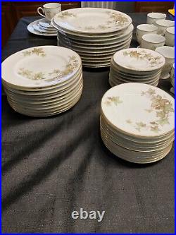 Dinner Set 58pcs Noritake Vintage Ireland Ivy Bone China #2760 Gold Trim Mint