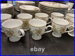 Dinner Set 58pcs Noritake Vintage Ireland Ivy Bone China #2760 Gold Trim Mint