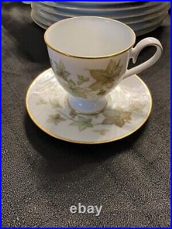 Dinner Set 58pcs Noritake Vintage Ireland Ivy Bone China #2760 Gold Trim Mint