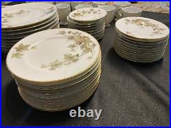 Dinner Set 58pcs Noritake Vintage Ireland Ivy Bone China #2760 Gold Trim Mint