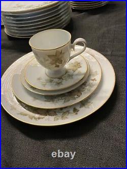 Dinner Set 58pcs Noritake Vintage Ireland Ivy Bone China #2760 Gold Trim Mint
