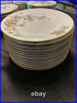 Dinner Set 58pcs Noritake Vintage Ireland Ivy Bone China #2760 Gold Trim Mint