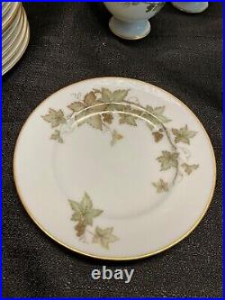 Dinner Set 58pcs Noritake Vintage Ireland Ivy Bone China #2760 Gold Trim Mint