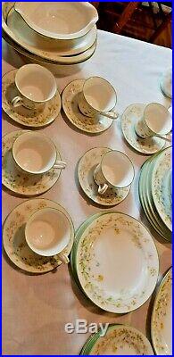 Dinner Set Noritake China Reverie 7191 Green Trim Lot (41 Pieces)