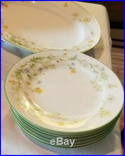 Dinner Set Noritake China Reverie 7191 Green Trim Lot (41 Pieces)