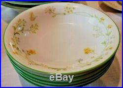 Dinner Set Noritake China Reverie 7191 Green Trim Lot (41 Pieces)