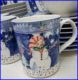 EPOCH Noritake china Mr. Snowman service for 8 + serving 33 piece set less 1 mug