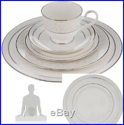 Elegant Platinum Dinnerware Set 5 Piece Place Setting Fine Bone China Tableware