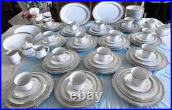 Elegantly Stunning Noritake Majestic Platinum Pattern 4291 Huge Dinnerware Set
