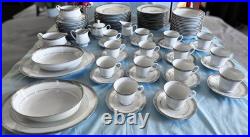 Elegantly Stunning Noritake Majestic Platinum Pattern 4291 Huge Dinnerware Set