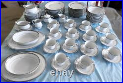 Elegantly Stunning Noritake Majestic Platinum Pattern 4291 Huge Dinnerware Set