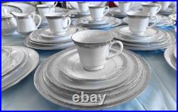 Elegantly Stunning Noritake Majestic Platinum Pattern 4291 Huge Dinnerware Set
