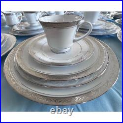 Elegantly Stunning Noritake Majestic Platinum Pattern 4291 Huge Dinnerware Set